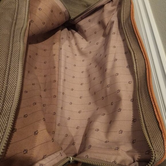 Vtg Christian Dior Canvas Leather Weekender Travel Duffle Bag w/ Strap - Picture 14 of 16